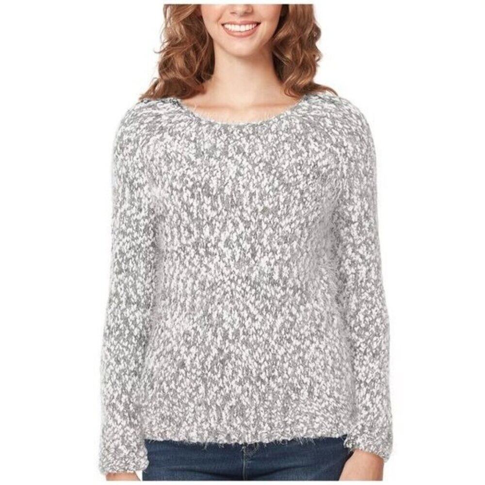 Buffalo David Bitton Sweater XL Eyelash Sweather Cozy Soft Gray White